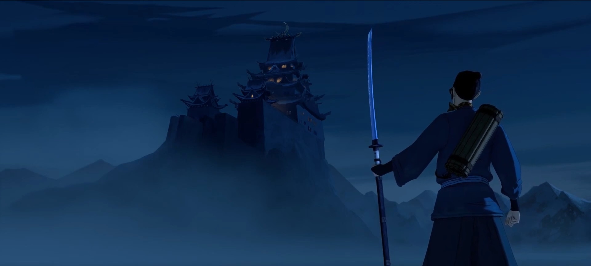 Blue Eye Samurai looking at strong hold