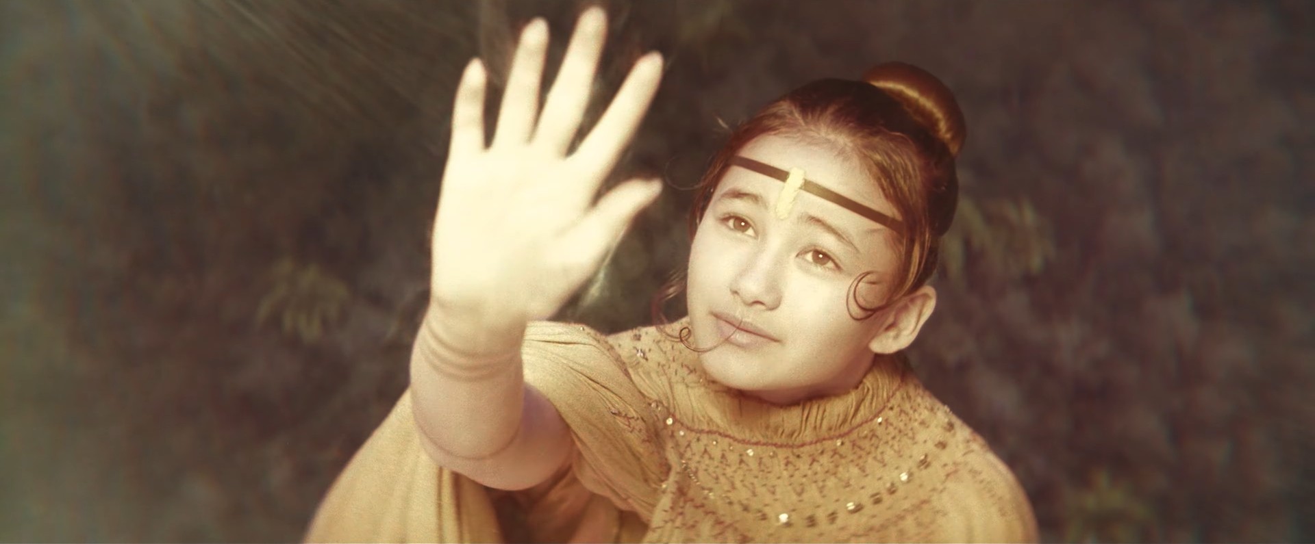 Iwi Native Girl with her hand up