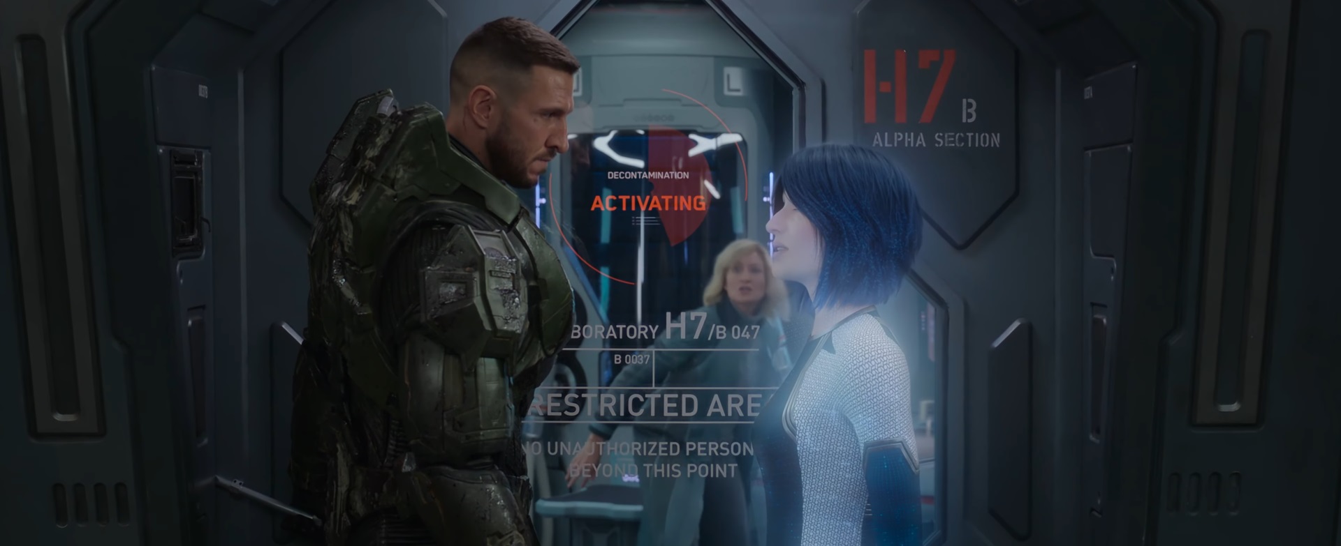 John-117 talking to A.I. in front of lab